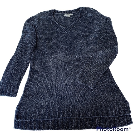Orvis Navy Chenille Tunic Sweater Size Medium - Picture 4 of 11
